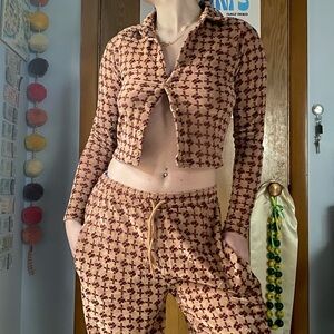 rare matching iets frans matching two-piece velour lounge set